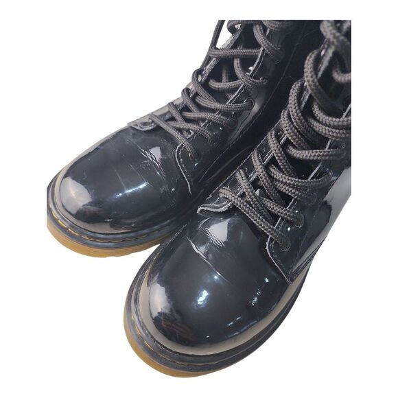 Dr. Doc Martens Air Wair Lace Up Boots 1460 J Sz B 4 G 5 Black Patent Leather - Picture 6 of 7